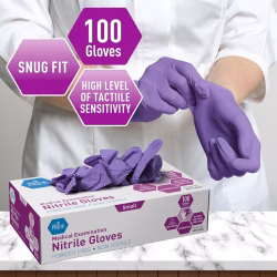 MedPride powder-free disposable blue nitrile examination gloves box