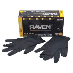 SAS Safety Raven powder-free 6 mil black nitrile disposable gloves