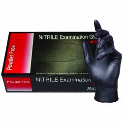 SkinTX heavy-duty powder-free black nitrile exam gloves